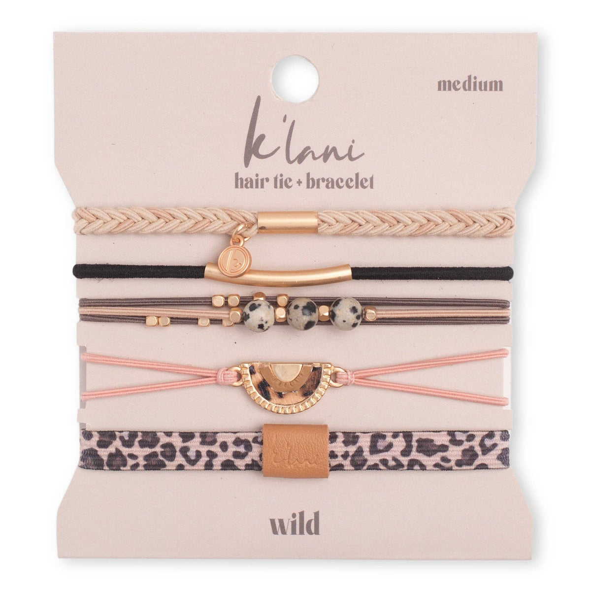 "Wild" Animal Print with Pink Accent Hair Tie Bracelets