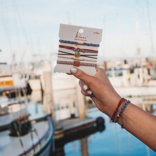 "Voyage" Classic Nautical Navy, Red & Gold with Anchor Accents Hair Tie Bracelets