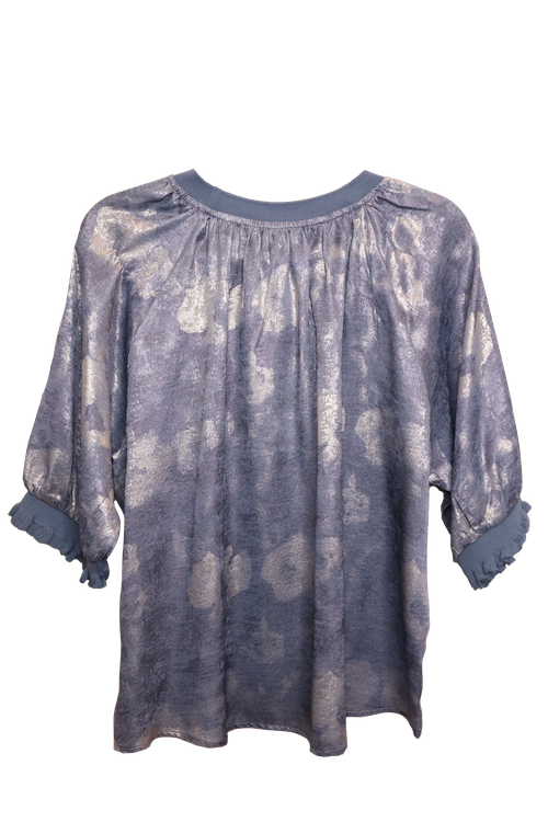 Blue & Silver Floral Top