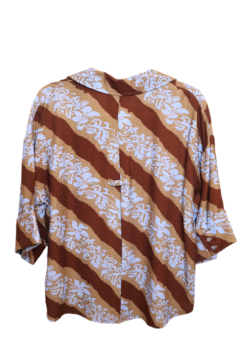 Abstract Striped Print Short Sleeve Top