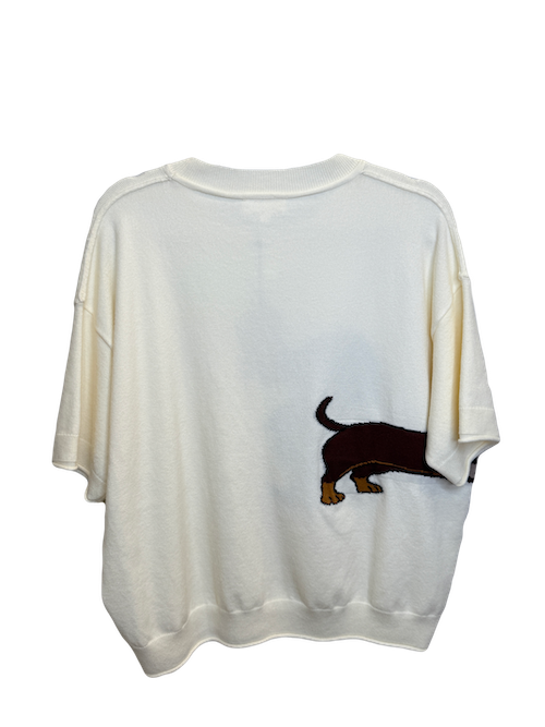 Round neck half sleeve Dachshund sweater