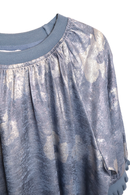 Blue & Silver Floral Top