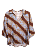 Abstract Striped Print Short Sleeve Top