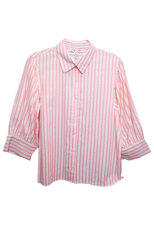 Pink stripped button down blouse