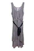 Houndstooth belted sleeveless dress