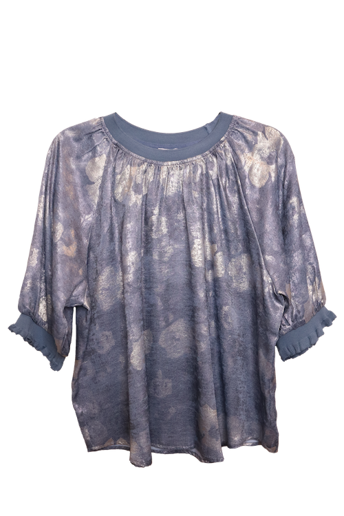 Blue & Silver Floral Top