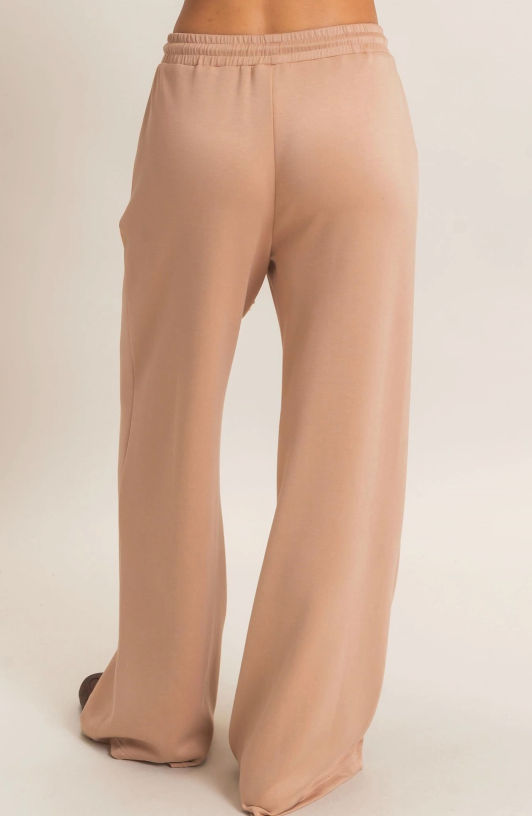 Drawstring Waist Pintuck Wide Leg Loungewear