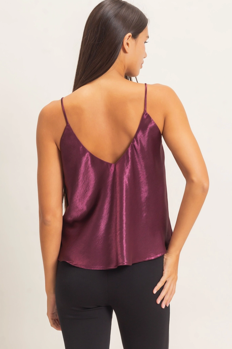 Spaghetti strap v neck tank top