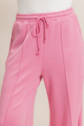 Drawstring Waist Pintuck Wide Leg Loungewear