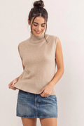 Sleeveless High Neck Knit Top