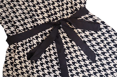 Houndstooth belted sleeveless dress