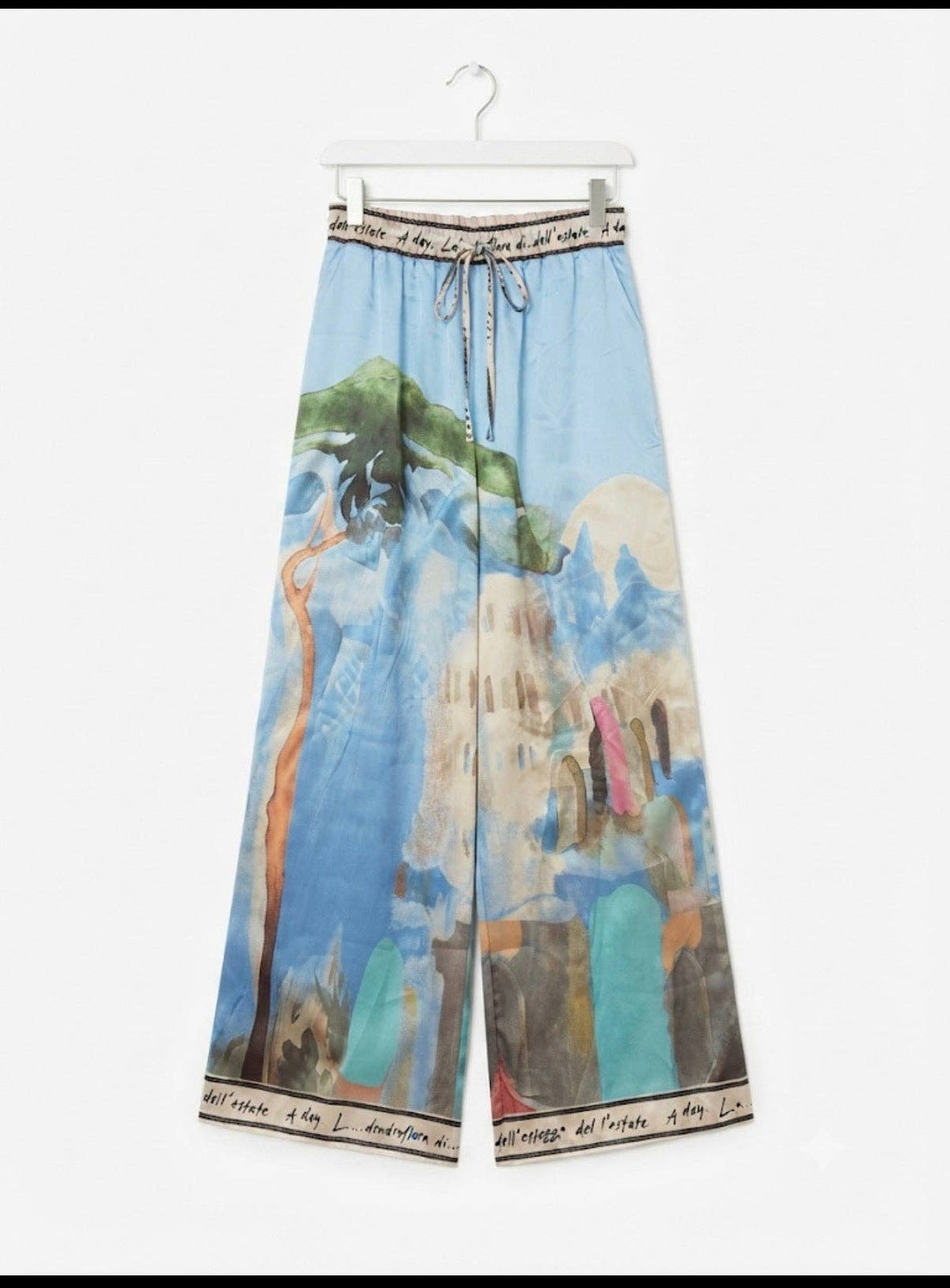 O/S - Italian Watercolour Women’s Pant & Oversized Relaxed Top Set- BABY BLUE - Viscose/ Polyester blend, Made in Italy